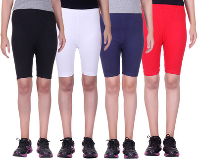 

Alisha Short For Girls Sports Solid Cotton Lycra Blend(Multicolor, Pack of 4, Black;navy;red;white