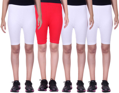 

Alisha Short For Girls Sports Solid Cotton Lycra Blend(Multicolor, Pack of 4, Red;white