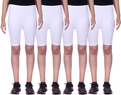 

Alisha Short For Girls Sports Solid Cotton Lycra Blend(Multicolor, Pack of 4, White