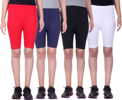 

Alisha Short For Girls Sports Solid Cotton Lycra Blend(Multicolor, Pack of 4, Black;navy;red;white