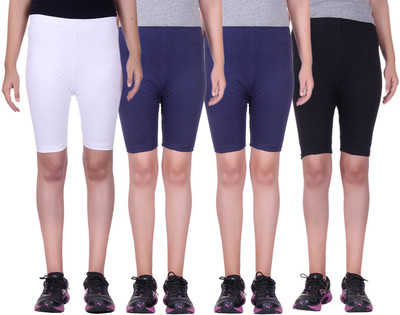 

Alisha Short For Girls Sports Solid Cotton Lycra Blend(Multicolor, Pack of 4, Black;navy;white