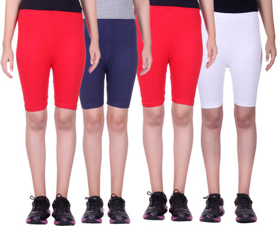 

Alisha Short For Girls Sports Solid Cotton Lycra Blend(Multicolor, Pack of 4, Navy;red;white