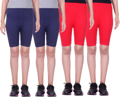 

Alisha Short For Girls Sports Solid Cotton Lycra Blend(Multicolor, Pack of 4, Navy;red