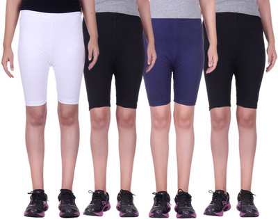 

Alisha Short For Girls Sports Solid Cotton Lycra Blend(Multicolor, Pack of 4, Black;navy;white