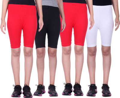 

Alisha Short For Girls Sports Solid Cotton Lycra Blend(Multicolor, Pack of 4, Black;red;white