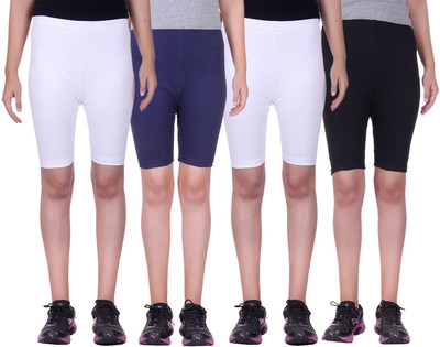 

Alisha Short For Girls Sports Solid Cotton Lycra Blend(Multicolor, Pack of 4, Black;navy;white