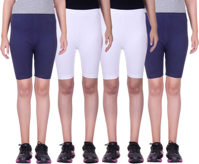 

Alisha Short For Girls Sports Solid Cotton Lycra Blend(Multicolor, Pack of 4, Navy;white
