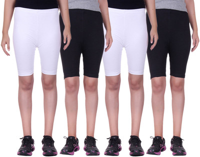 

Alisha Short For Girls Sports Solid Cotton Lycra Blend(Multicolor, Pack of 4, Black;white