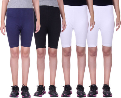 

Alisha Short For Girls Sports Solid Cotton Lycra Blend(Multicolor, Pack of 4, Black;navy;white