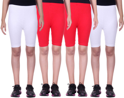 

Alisha Short For Girls Sports Solid Cotton Lycra Blend(Multicolor, Pack of 4, Red;white