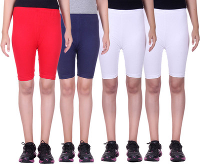 

Alisha Short For Girls Sports Solid Cotton Lycra Blend(Multicolor, Pack of 4, Navy;red;white