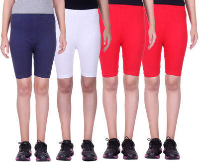 

Alisha Short For Girls Sports Solid Cotton Lycra Blend(Multicolor, Pack of 4, Navy;red;white