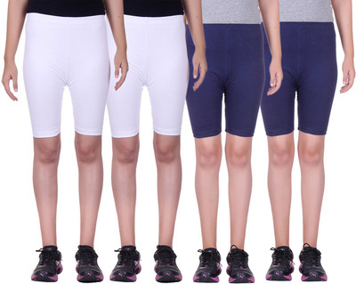 

Alisha Short For Girls Sports Solid Cotton Lycra Blend(Multicolor, Pack of 4, Navy;white