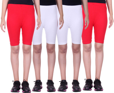 

Alisha Short For Girls Sports Solid Cotton Lycra Blend(Multicolor, Pack of 4, Red;white