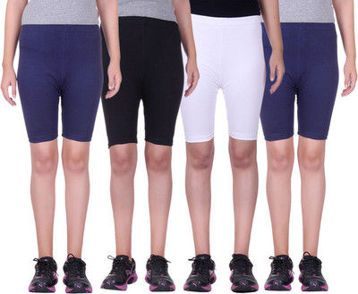 

Alisha Short For Girls Sports Solid Cotton Lycra Blend(Multicolor, Pack of 4, Black;navy;white