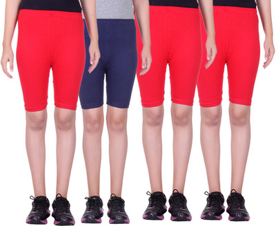 

Alisha Short For Girls Sports Solid Cotton Lycra Blend(Multicolor, Pack of 4, Navy;red