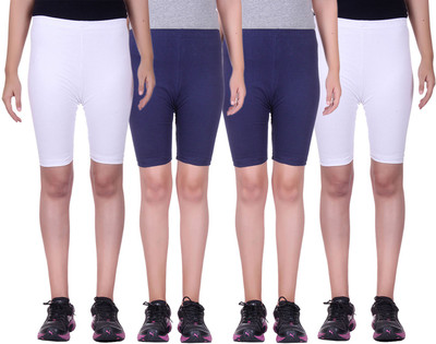

Alisha Short For Girls Sports Solid Cotton Lycra Blend(Multicolor, Pack of 4, Navy;white