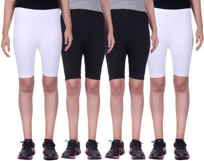 

Alisha Short For Girls Sports Solid Cotton Lycra Blend(Multicolor, Pack of 4, Black;white