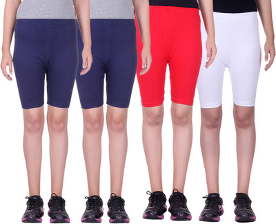 

Alisha Short For Girls Sports Solid Cotton Lycra Blend(Multicolor, Pack of 4, Navy;red;white