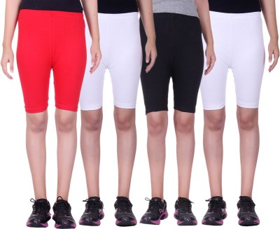 

Alisha Short For Girls Sports Solid Cotton Lycra Blend(Multicolor, Pack of 4, Black;red;white