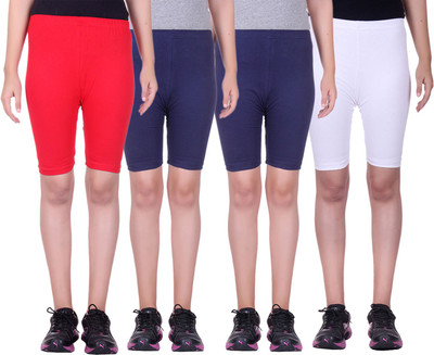 

Alisha Short For Girls Sports Solid Cotton Lycra Blend(Multicolor, Pack of 4, Navy;red;white