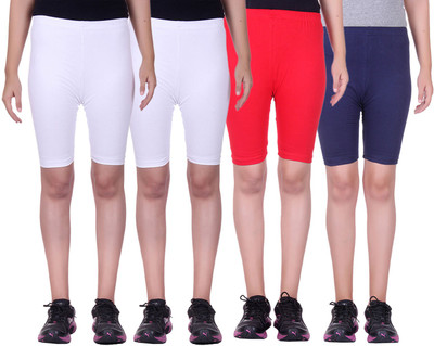 

Alisha Short For Girls Sports Solid Cotton Lycra Blend(Multicolor, Pack of 4, Navy;red;white