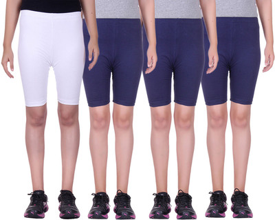 

Alisha Short For Girls Sports Solid Cotton Lycra Blend(Multicolor, Pack of 4, Navy;white