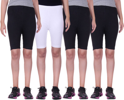 

Alisha Short For Girls Sports Solid Cotton Lycra Blend(Multicolor, Pack of 4, Black;white
