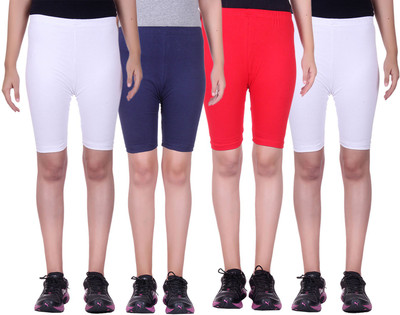 

Alisha Short For Girls Sports Solid Cotton Lycra Blend(Multicolor, Pack of 4, Navy;red;white