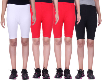 

Alisha Short For Girls Sports Solid Cotton Lycra Blend(Multicolor, Pack of 4, Black;red;white
