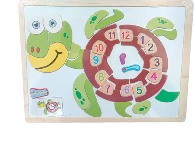

TALKING GANESHA Wooden Magnetic Puzzle Board learning educational toy for kids - Turtle(Multicolor)
