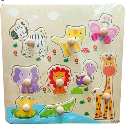 

TALKING GANESHA Wooden Identification Tray Learning Educational toy for kids - Wild Animals(Multicolor)
