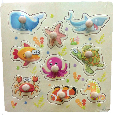 

TALKING GANESHA Wooden Identification Tray Learning Educational toy for kids - Sea Animals(Multicolor)