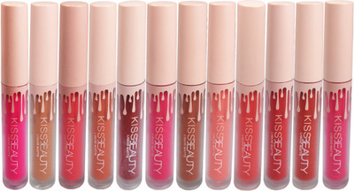 

Kiss Beauty Twelve Color Suit Matte Liquid Lipgloss Lipstick Shade-B(6 g, Multicolor)