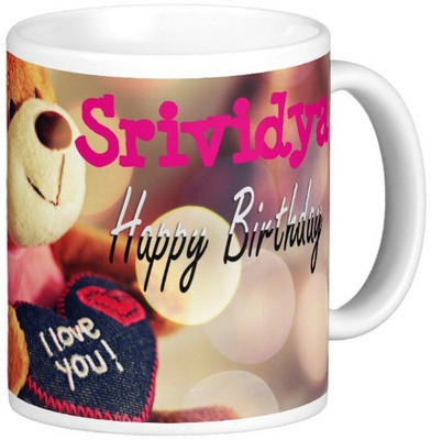 

Exoctic Silver Happy Birthday SRIVIDYA Ceramic Mug(330 ml), Blue;pink