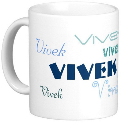 

Exoctic Silver VIVEK Ceramic Mug(330 ml), White