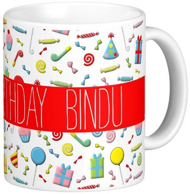 

Exoctic Silver Happy Birthday BINDU Ceramic Mug(300 ml), Multicolor