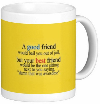 

Exoctic Silver Friend Friendship Dosti Yaari Series 026 Ceramic Mug(300 ml), Multicolor
