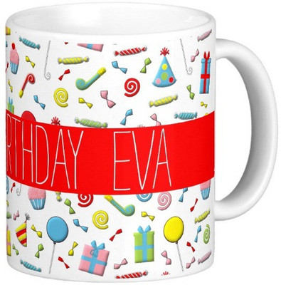 

Exoctic Silver Happy Birthday EVA Ceramic Mug(300 ml), Multicolor