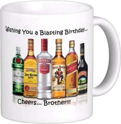 

Exoctic Silver Brother's Bhai Happy Birthday 001 Ceramic Mug(300 ml), Multicolor