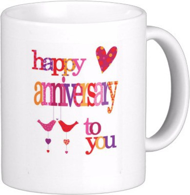 

Exoctic Silver Happy Marriage Anniversary : Qw04 Ceramic Mug(300 ml), Multicolor