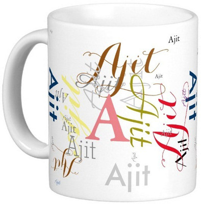 

Exoctic Silver AJIT Ceramic Mug(330 ml), Multicolor