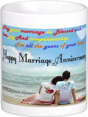 

Exoctic Silver Happy Marriage Anniversary : Qw18 Ceramic Mug(300 ml), Multicolor