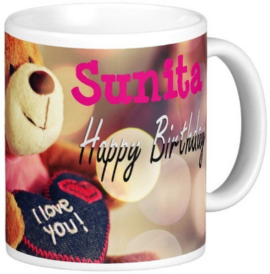 

Exoctic Silver Happy Birthday SUNITA Ceramic Mug(330 ml), Blue;pink