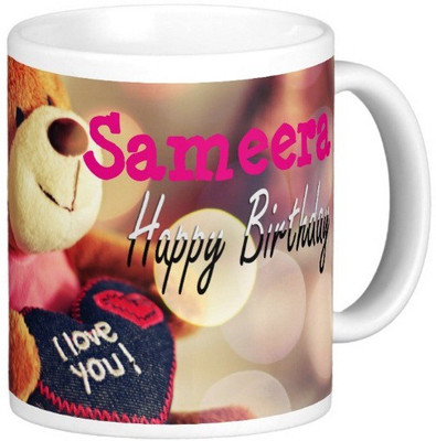 

Exoctic Silver Happy Birthday SAMEERA Ceramic Mug(330 ml), Blue;pink