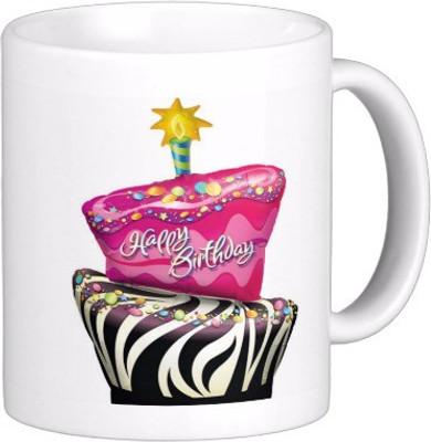 

Exoctic Silver Happy Birthday Hbd010 Ceramic Mug(300 ml), Multicolor