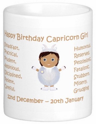 Exoctic Silver Happy Birthday Capricorn Girl Ceramic Coffee Mug(300 ml)