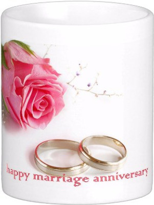 

Exoctic Silver Happy Marriage Anniversary : Qw20 Ceramic Mug(300 ml), Multicolor