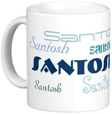 

Exoctic Silver SANTOSH Ceramic Mug(330 ml), Blue