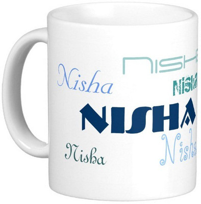

Exoctic Silver NISHA Ceramic Mug(330 ml), White